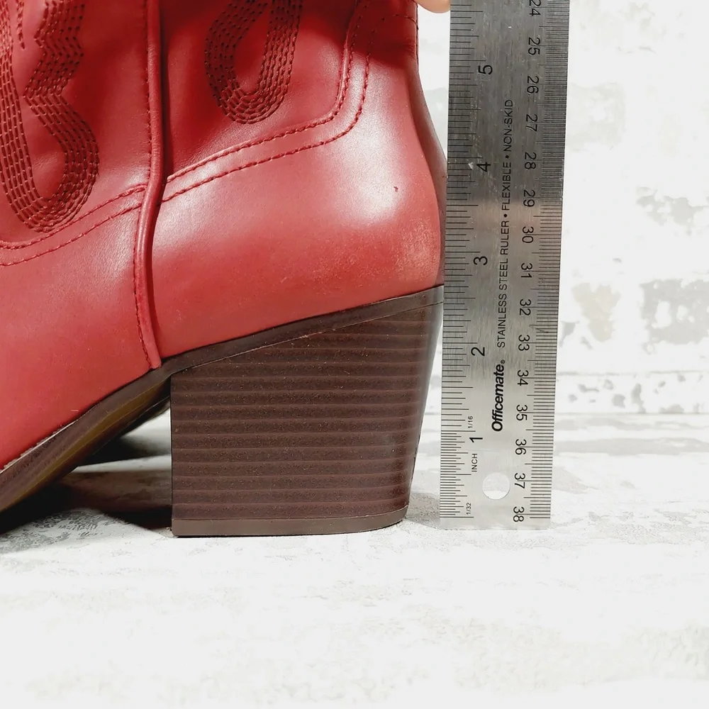 Crown Vintage Red Heeled Boots - Picture 2 of 15